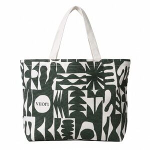 Vuori Limited Edition Abstract Green/White Heavy Duty Large Canvas Tote Bag NWOT